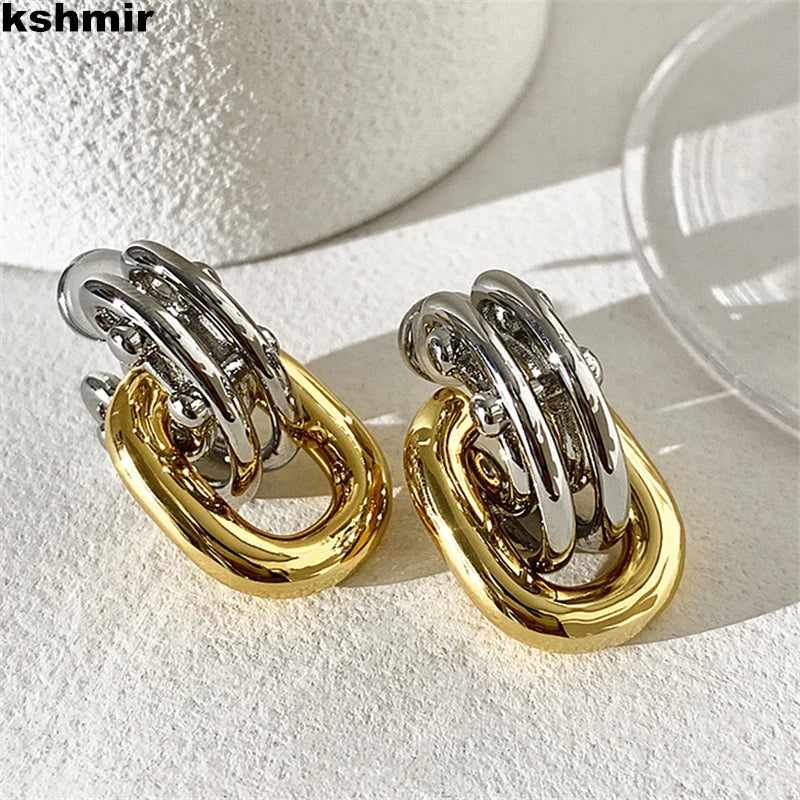 Two-Tone metal fashion earrings