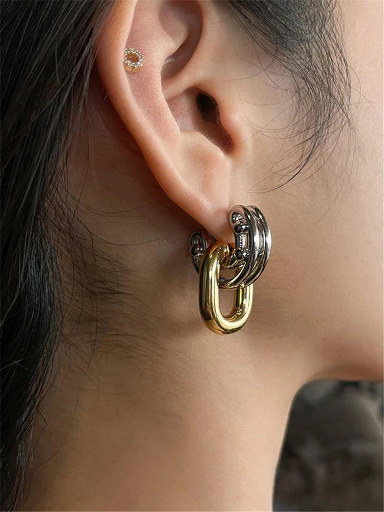 Two-Tone metal fashion earrings