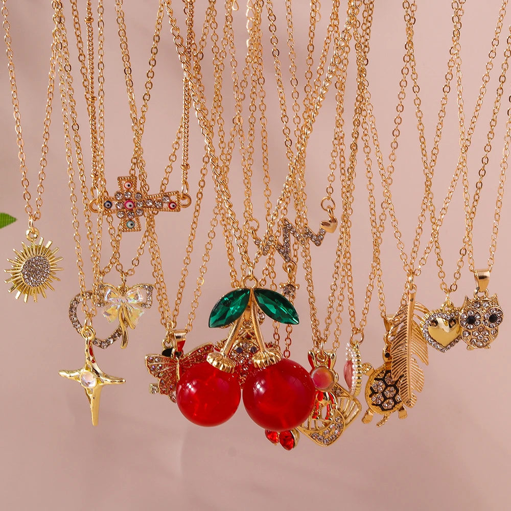 Y2K Crystal Gold Chain Necklaces