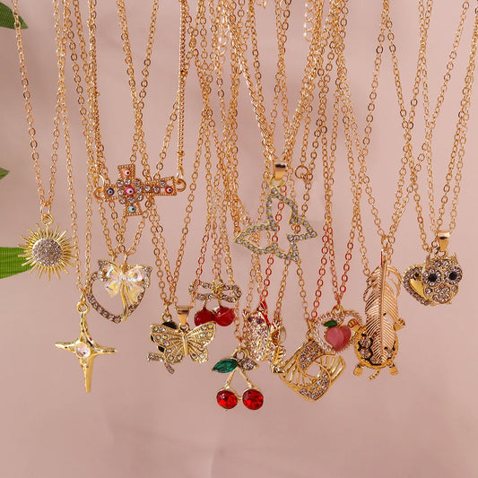 Y2K Crystal Gold Chain Necklaces